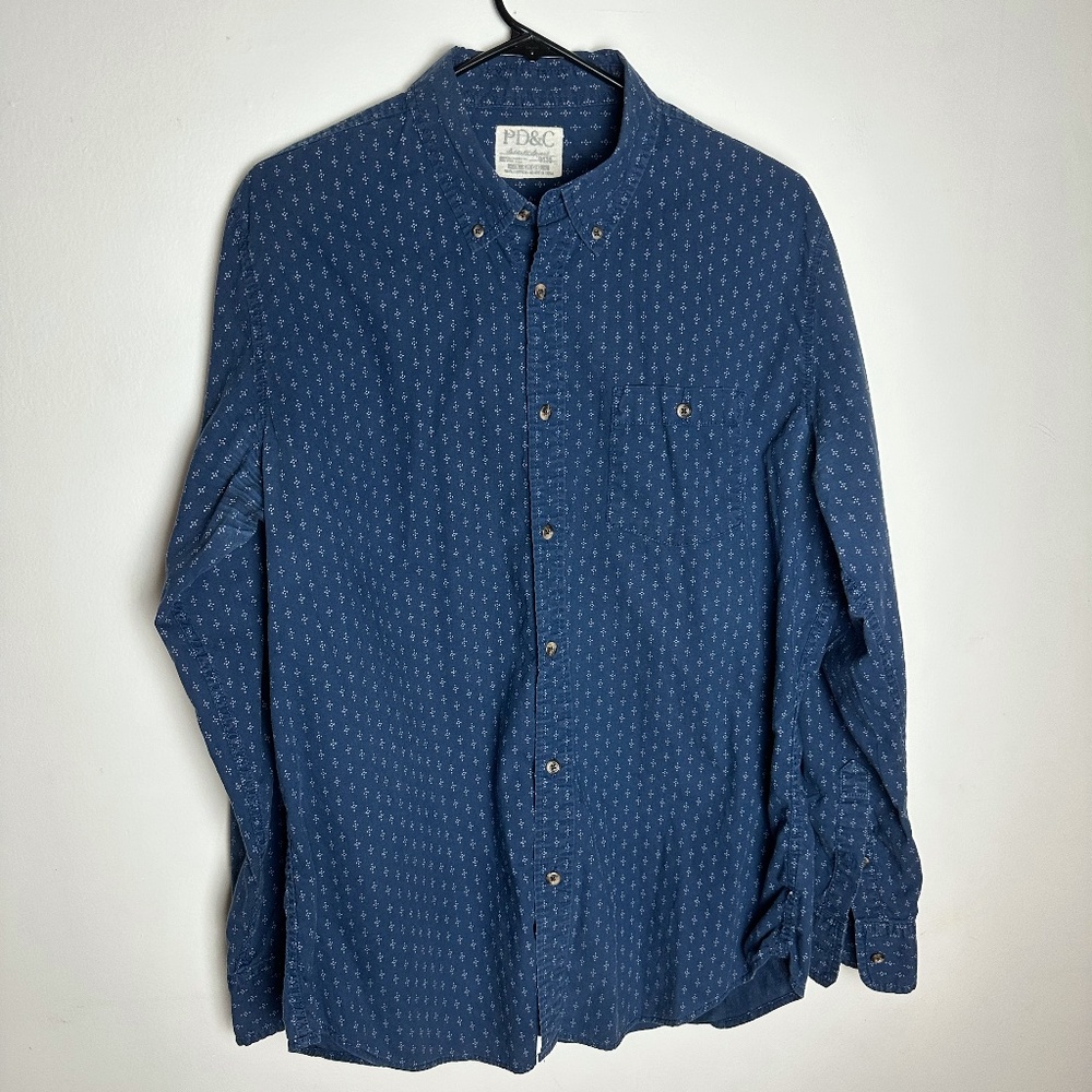 Mens Vintage Large Blue Button Down